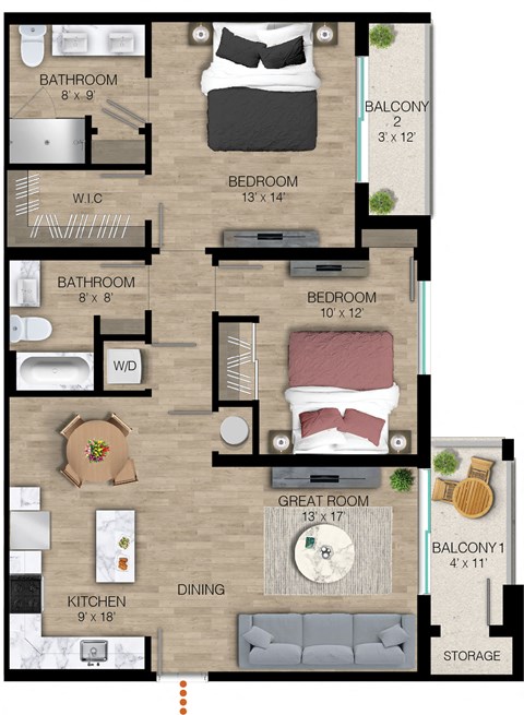 a floor plan of a house with a bedroom and a living room at The Orchard at Portofino Vineyards, Fort Myers, FL 32149
